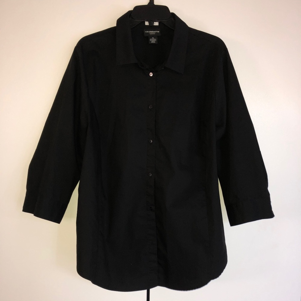 Black button down collared shirt